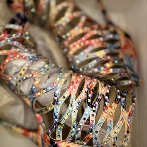 Colorful Strappy Heels with Rhinestones